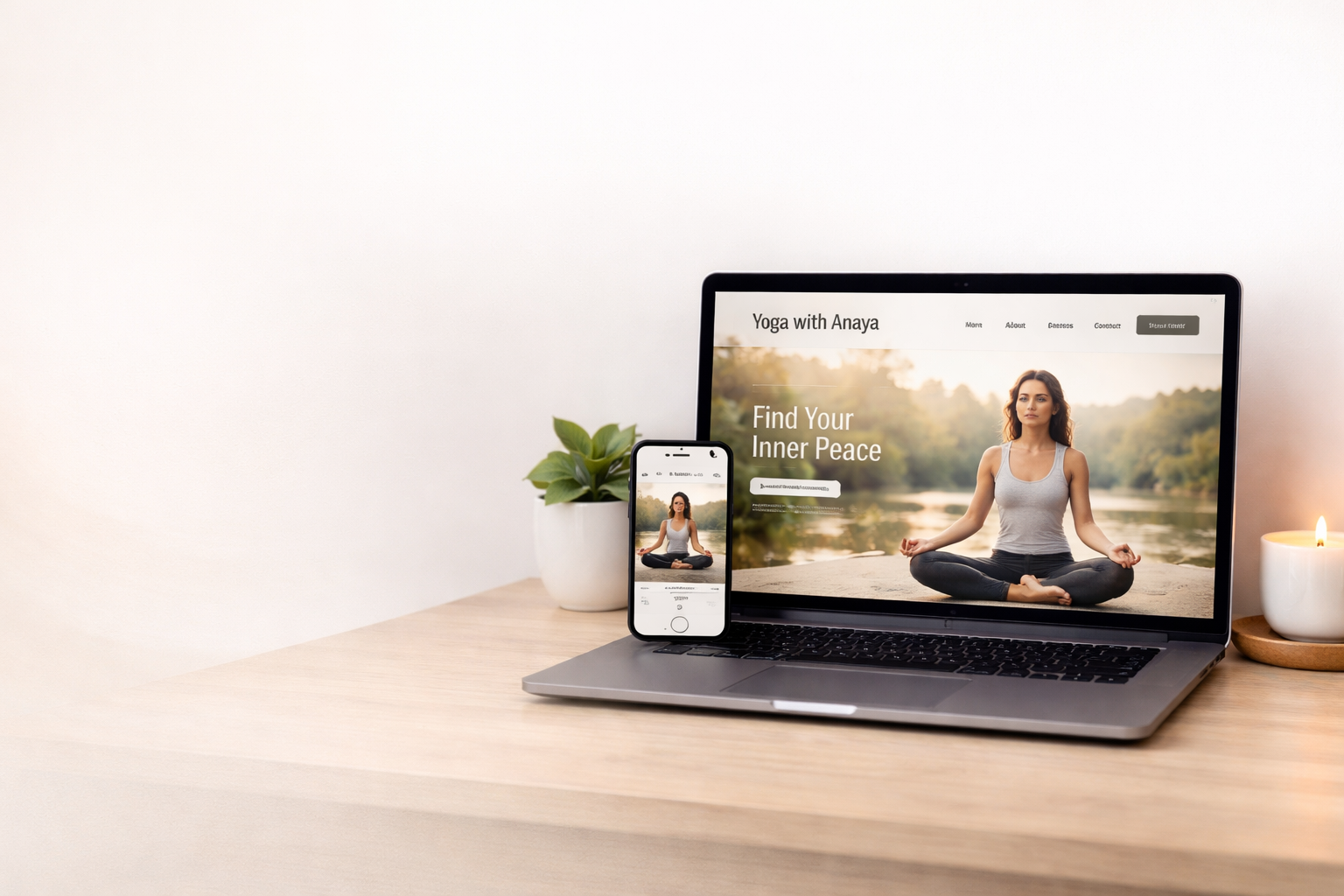 Yoga website on modern devices mockups